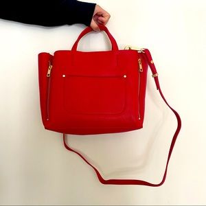 NWT bold red leather Ann Taylor bag